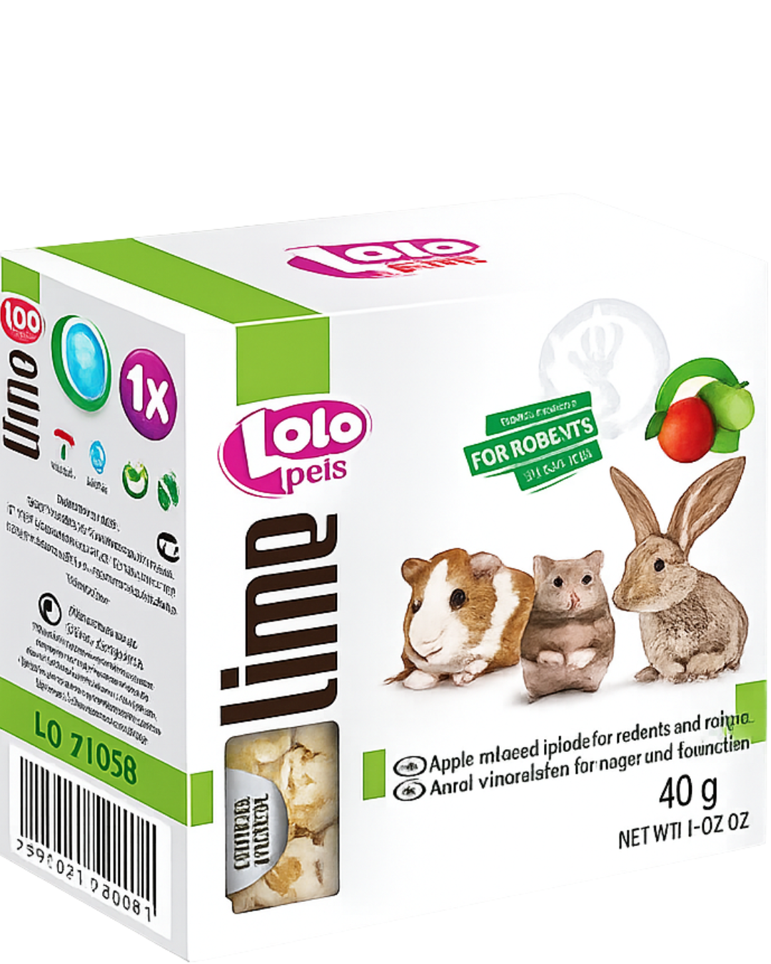 Lolo Pets - Лайм за гризачи и зайци, ябълка, 40 гр
