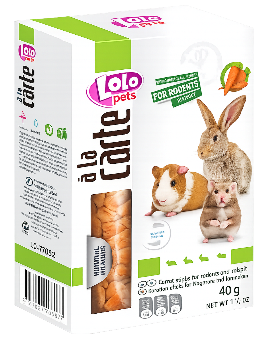 Lolo Pets - Морков по избор за гризачи и зайци, 40 гр