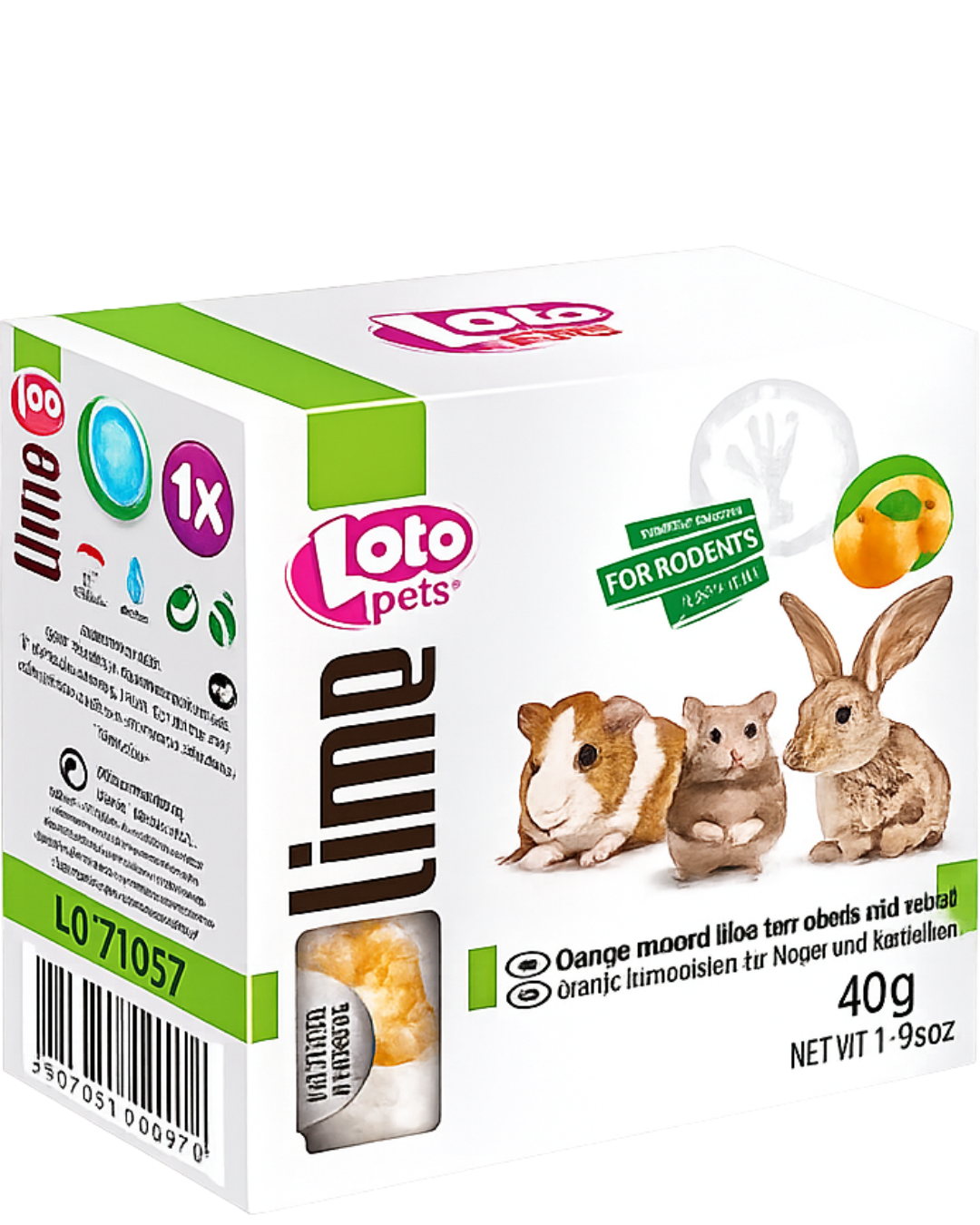 Lolo Pets - Лайм за гризачи и зайци, портокал, 40 гр