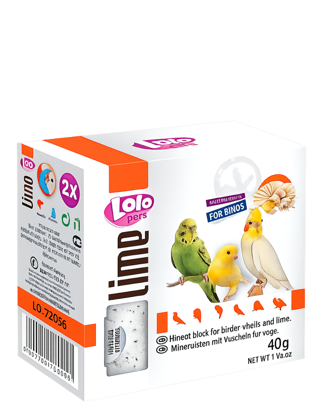 Lolo Pets - Лайм за птици с черупки, 2 бр./35 гр