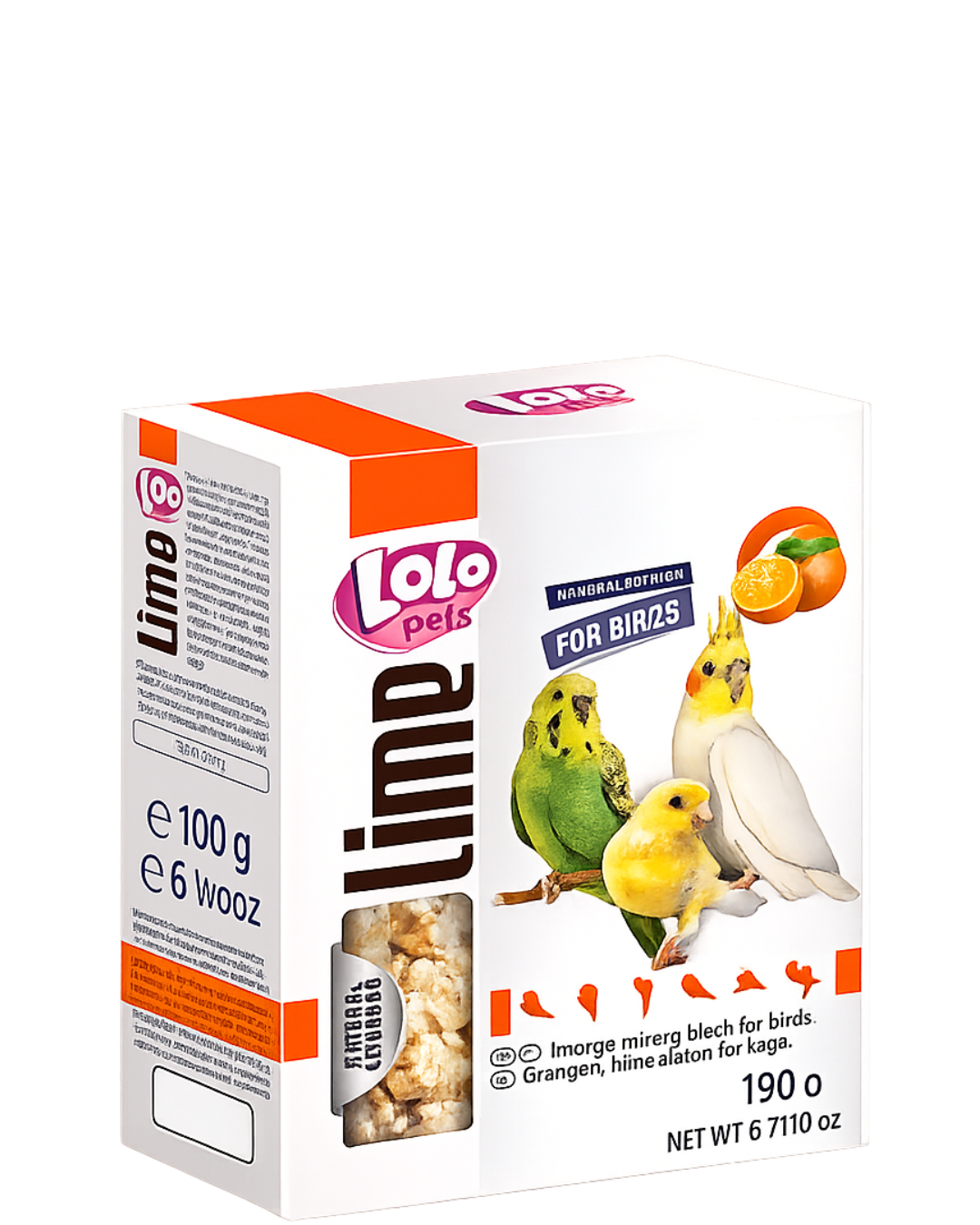 Lolo Pets - XL  Лайм за птици с портокал, 1 бр./190 гр
