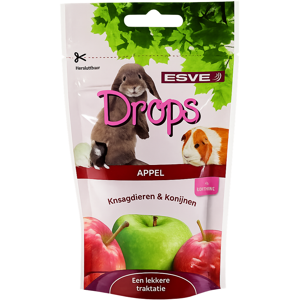 ESVE Drops - дропс за гризачи и зайци, със сушени ябълки, 75 г